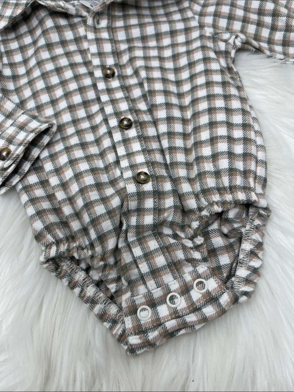Carter's Green Joggers with Beige Plaid Button-Up Set